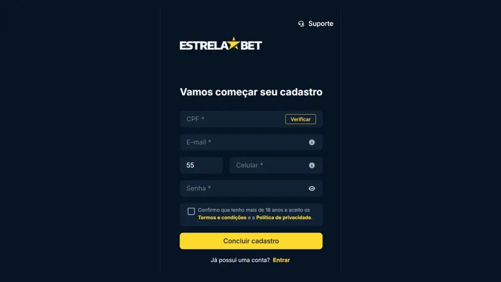 como se cadastrar estrelabet